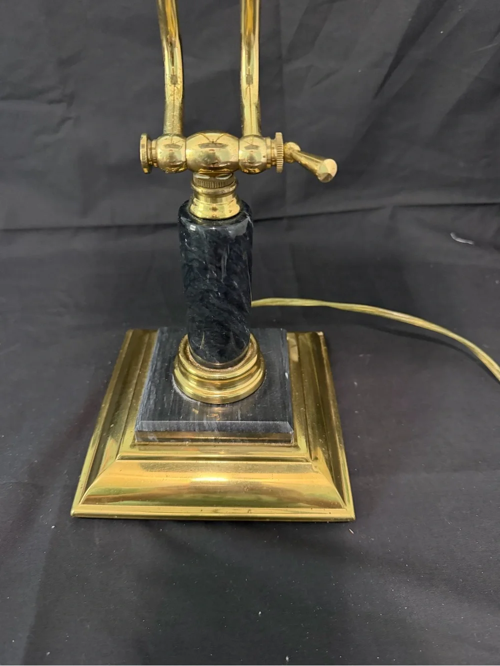Vintage Brass Piano/Desk Lamp with Black marble